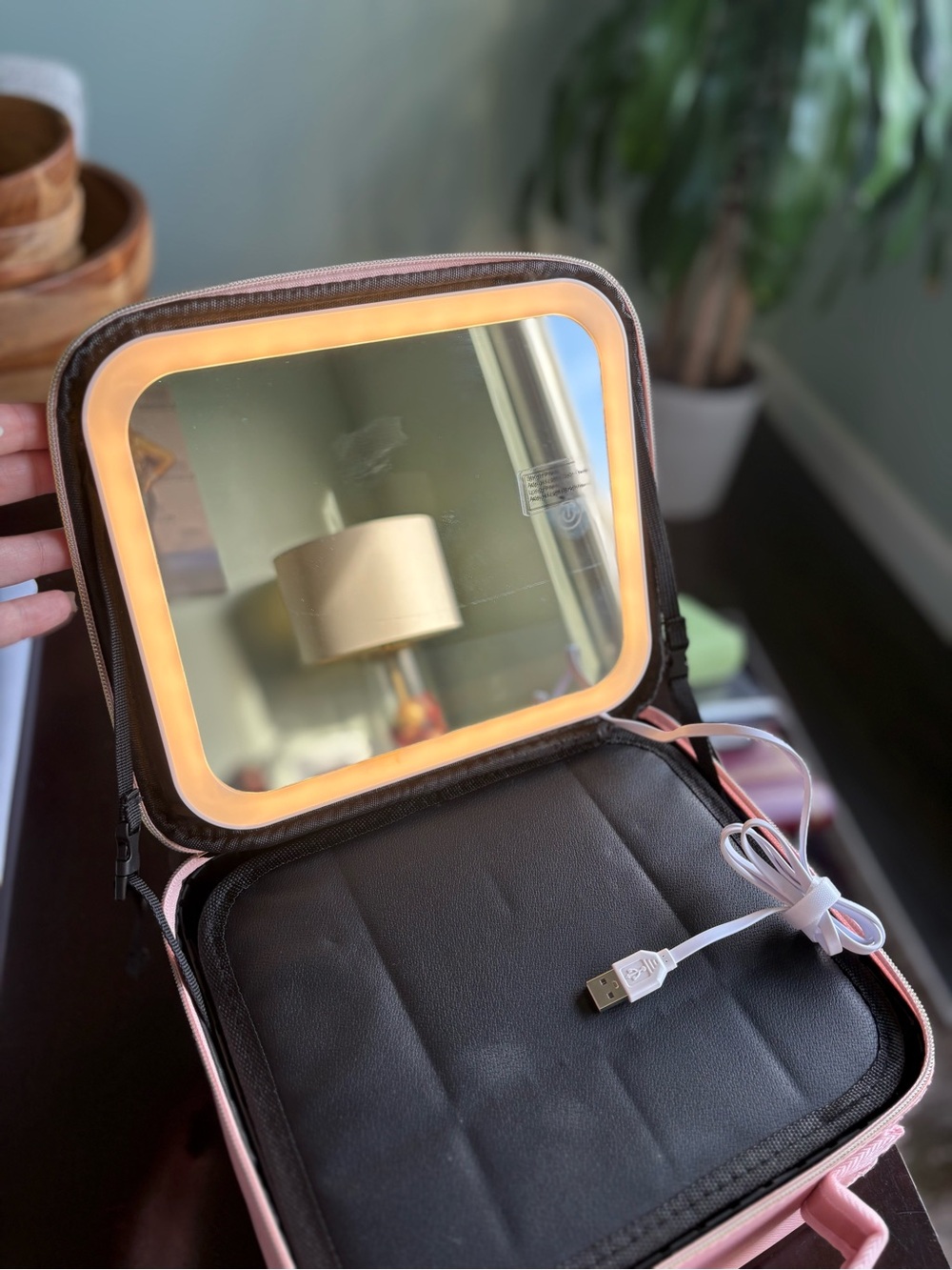 Lighted Travel Makeup Case with Mirror - Pink